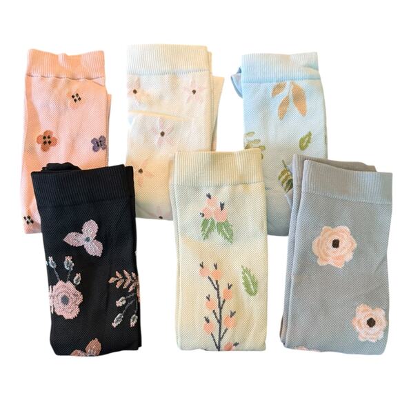 Compression Socks 15-20mmHG 6 Pairs Floral Flowers Multicolor Size L/XL - Picture 1 of 4